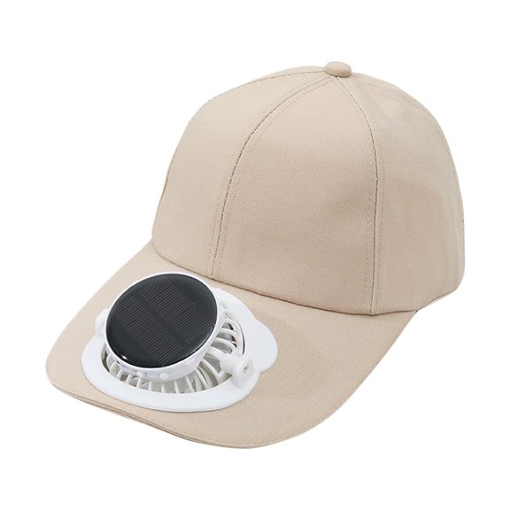 UJNDER Solar Fan Sun Hat for Outdoor Use Adjustable Brim Lightweight Breathable Unisex Summer Hats for Travel Khaki