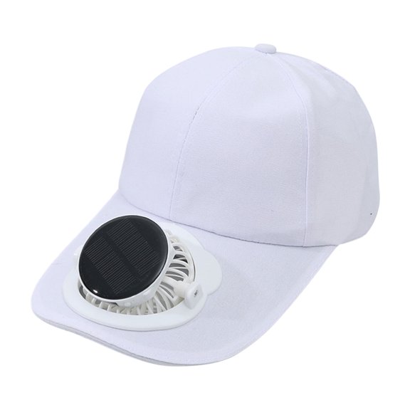 UJNDER Solar Fan Sun Hat for Outdoor Use Adjustable Brim Lightweight Breathable Unisex Summer Hats for Travel White