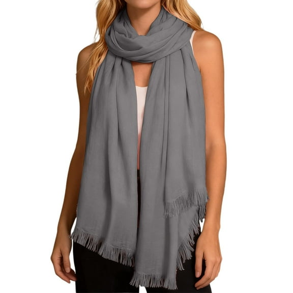 UJNDER Solid Color Long Scarf for Soft Breathable Versatile Fashion Wrap Shawl Elegant Daily Wear Grey One Size