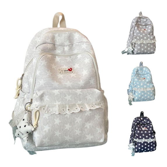 UJNDER Star Pattern Large Capacity Backpack for Travel and Casual Use Lightweight Daypack with Low Saturation Design for Daily Commute Backpack for School,02_Light Gray,Large