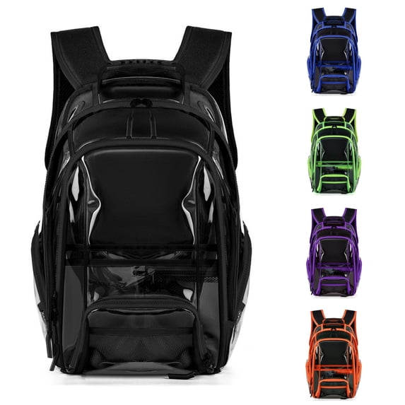 UJNDER Students Cool Transparent Large Capacity School Backpack for Concert Stadium and Daily School Use,Black,Large