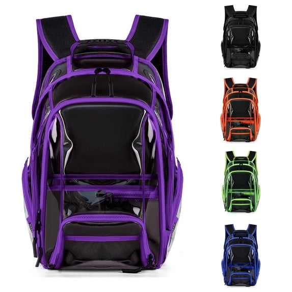 UJNDER Students Cool Transparent Large Capacity School Backpack for Concert Stadium and Daily School Use,Purple,Large