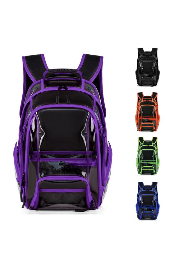 Students Cool Transparent Large Capacity School Backpack for Concert Stadium and Daily School Use,Purple,Large