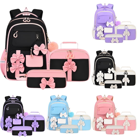 UJNDER Students Cute Bow Knot Large Capacity Lightweight Backpack for Everyday Use with Comfortable Straps and Spacious Design,Pink,Large