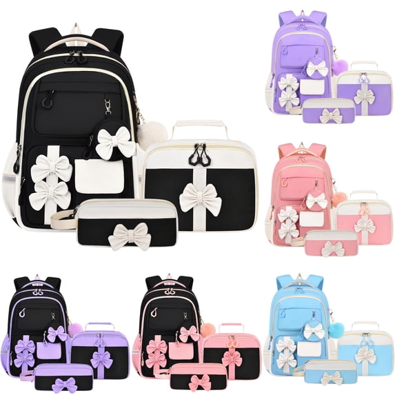 UJNDER Students Cute Bow Knot Large Capacity Lightweight Backpack for Everyday Use with Comfortable Straps and Spacious Design,White,Large