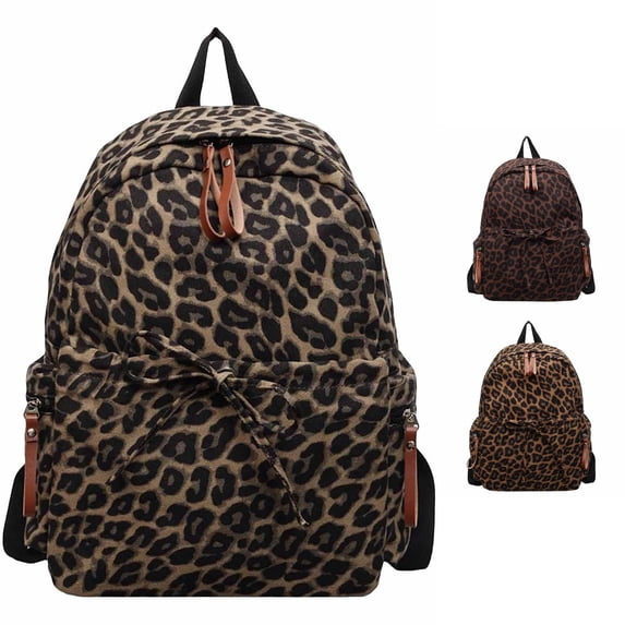 UJNDER Students Leopard Print Large Capacity Backpack for Commuting Travel and Daily School Use Versatile Daypack,Khaki,Large