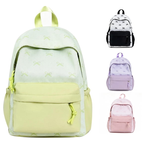 UJNDER Students Versatile Lightweight Casual Backpack with Bow Detail and Patchwork Design for Everyday Carry and School Use,Green,Mid