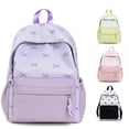 thumbnail image 1 of UJNDER Students Versatile Lightweight Casual Backpack with Bow Detail and Patchwork Design for Everyday Carry and School Use,Purple,Mid, 1 of 9