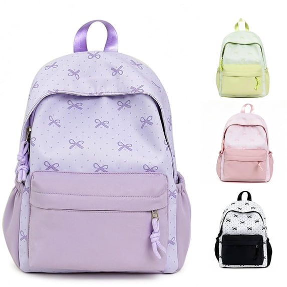 UJNDER Students Versatile Lightweight Casual Backpack with Bow Detail and Patchwork Design for Everyday Carry and School Use,Purple,Mid