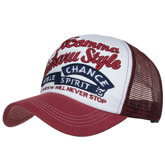 UJNDER Stylish Baseball Cap Embroidered Applique Mesh Hat for Men and Women Shade Accessory for Outdoor Activities Wine Red