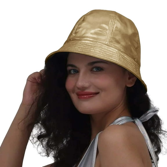 UJNDER Stylish Bucket Hats Reversible Gold Foil Coated Fisherman Hats for Trendsetters for Any Occasion Rose Gold