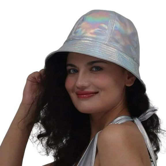 UJNDER Stylish Bucket Hats Reversible Gold Foil Coated Fisherman Hats for Trendsetters for Any Occasion White