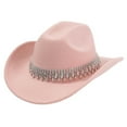 thumbnail image 1 of UJNDER Stylish Cowboy Hat for Men Women Western Elegant Jazz Hat with Fringe and Rhinestone Embellishments for Casual Outings and Party Pink, 1 of 3