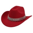 thumbnail image 1 of UJNDER Stylish Cowboy Hat for Men Women Western Elegant Jazz Hat with Fringe and Rhinestone Embellishments for Casual Outings and Party Red, 1 of 4