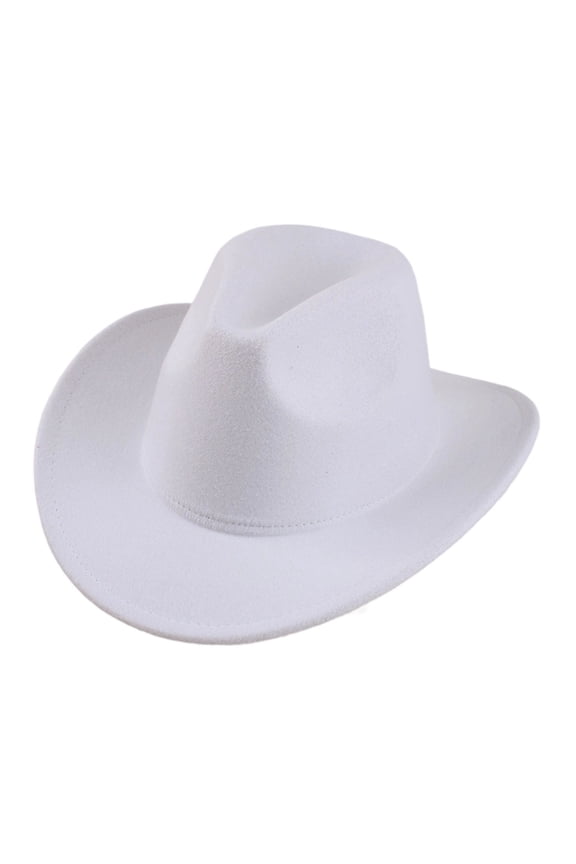 Stylish Cowboy Hat for Outdoor Casual Wear Western Wool Mid Brim Performance with Ethnic Folk Design Cowboy Hat White