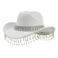 thumbnail image 1 of UJNDER Stylish Cowboy Hat for Women and Men with Large Round Gemstone Fringe and Rhinestone Decorations Ideal for Parties and Events White, 1 of 3