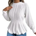 thumbnail image 1 of UJNDER Stylish Pullover Sweater for Women with Waist Ruffled Long Sleeve Comfortable Fit Everyday White S, 1 of 3