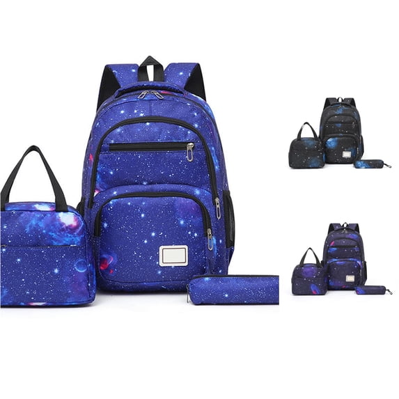 UJNDER Stylish Space Themed Casual Backpack with Starry Print and Laptop Compartment Lightweight Daypack for Students Everyday Use,Blue,Mid