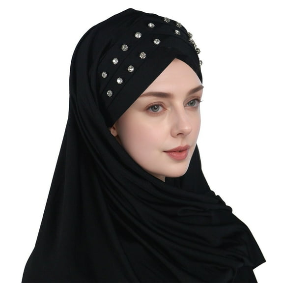 UJNDER Stylish Women Hat Ruffle Cancer Chemo Turban Wrap Cap Scarf Shawl for Comfort and Support Black