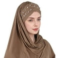 thumbnail image 1 of UJNDER Stylish Women Hat Ruffle Cancer Chemo Turban Wrap Cap Scarf Shawl for Comfort and Support Coffee, 1 of 3