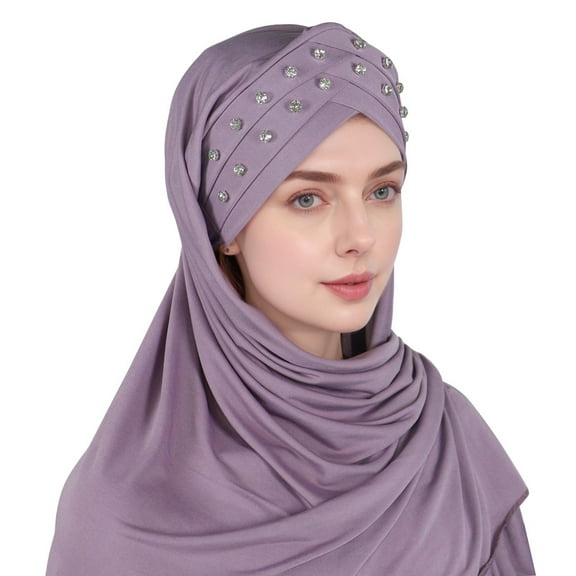 UJNDER Stylish Women Hat Ruffle Cancer Chemo Turban Wrap Cap Scarf Shawl for Comfort and Support Light Purple