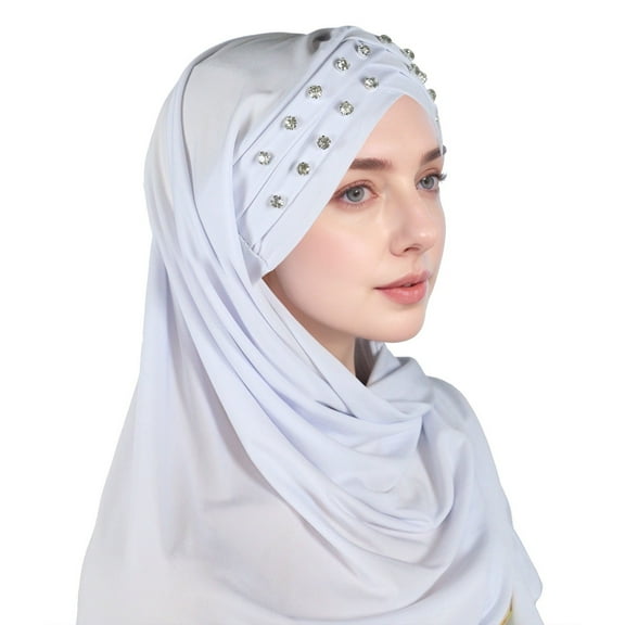 UJNDER Stylish Women Hat Ruffle Cancer Chemo Turban Wrap Cap Scarf Shawl for Comfort and Support White
