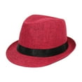 thumbnail image 1 of UJNDER Summer Casual Breathable Straw Hat Short Brim Sun Hat for Beach Outdoor Activities Straw Cowboy Hat Red, 1 of 2