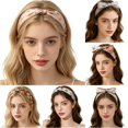 thumbnail image 1 of UJNDER Summer French Floral Print Silk-like Headband for Hair Wrap Scarf Bow Tie Soft Boho Style Head Tie Accessory Headbands for Women,01_Beige,One Size, 1 of 5