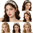 thumbnail image 1 of UJNDER Summer French Floral Print Silk-like Headband for Hair Wrap Scarf Bow Tie Soft Boho Style Head Tie Accessory Headbands for Women,01_Light Gray,One Size, 1 of 5