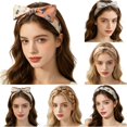thumbnail image 1 of UJNDER Summer French Floral Print Silk-like Headband for Hair Wrap Scarf Bow Tie Soft Boho Style Head Tie Accessory Headbands for Women,01_Orange,One Size, 1 of 5