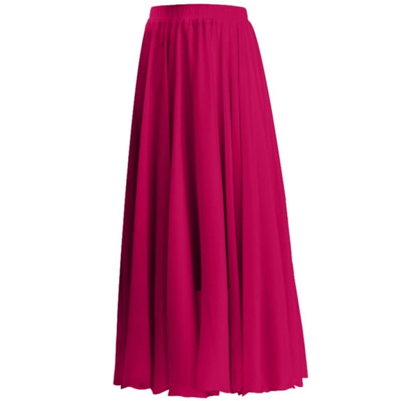 UJNDER Summer Women's Solid Color Chiffon Skirt High Waist Long Comfortable Maxi Skirt RD2 S