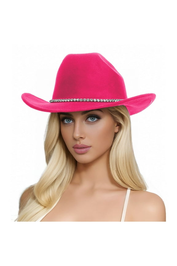 Sun Hats Glitter Silver Black Cowboy Hats for Women Western Sparkly Rhinestone Hat for Ladies Hot Pink