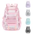 thumbnail image 1 of UJNDER Teen Girls Large Capacity Transparent Water-resistant Backpack Lightweight Double Shoulder Design for School Daily Use,Pink,Large, 1 of 7