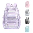 thumbnail image 1 of UJNDER Teen Girls Large Capacity Transparent Water-resistant Backpack Lightweight Double Shoulder Design for School Daily Use,Purple,Large, 1 of 7
