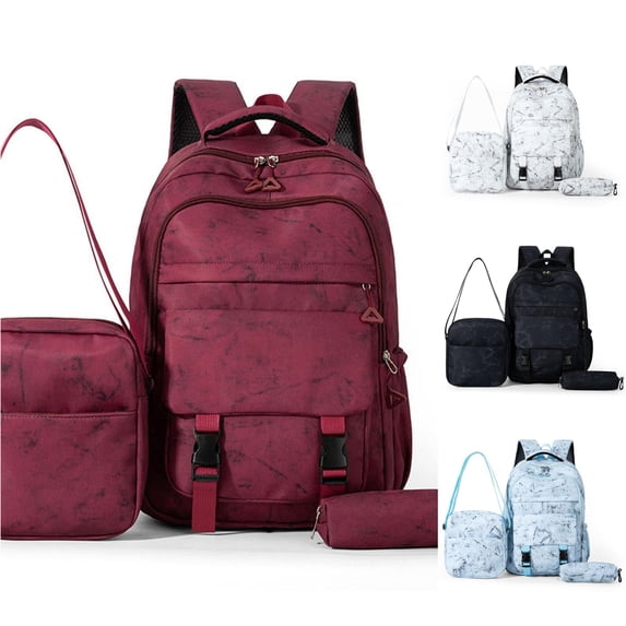 UJNDER Large Capacity 3 Piece Backpack with Print for High School Middle School Students Travel and Everyday Use,Red,Large