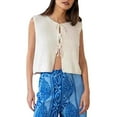 thumbnail image 1 of UJNDER Tie Front Vest Top Crochet Sweater Vest for Women Sleeveless Casual Knit Open Front White M, 1 of 6