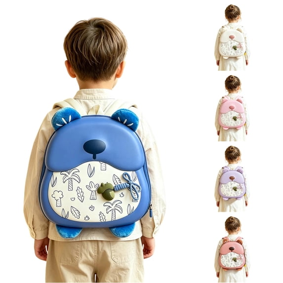 UJNDER Toddler Adorable Bear Design Backpack with Sound Feature Lightweight Cute School Daypack for Boys and Girls School Age,Blue,Mid