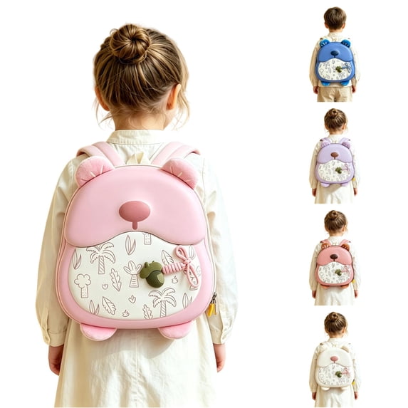 UJNDER Toddler Adorable Bear Design Backpack with Sound Feature Lightweight Cute School Daypack for Boys and Girls School Age,Pink,Mid