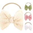 thumbnail image 1 of UJNDER Toddler Baby Girls Solid Bow Hairband Headwear Nylon Elastic Soft Cute Daily Accessory Baby Girl Headbands,Beige,One Size, 1 of 3