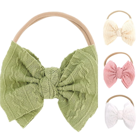 UJNDER Toddler Baby Girls Solid Bow Hairband Headwear Nylon Elastic Soft Cute Daily Accessory Baby Girl Headbands,Green,One Size