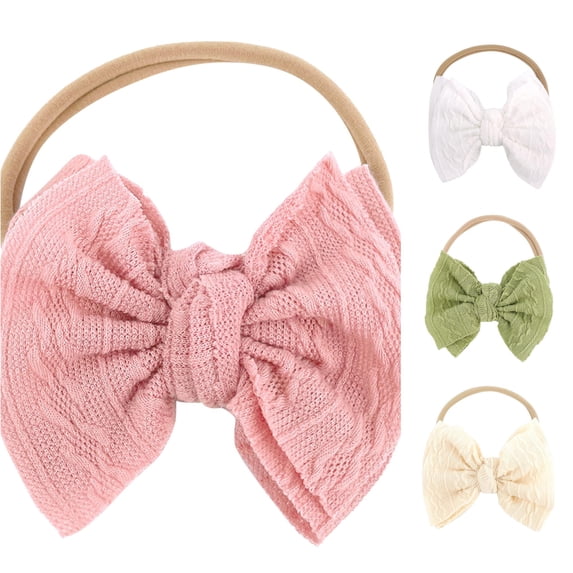 UJNDER Toddler Baby Girls Solid Bow Hairband Headwear Nylon Elastic Soft Cute Daily Accessory Baby Girl Headbands,Pink,One Size
