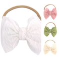 thumbnail image 1 of UJNDER Toddler Baby Girls Solid Bow Hairband Headwear Nylon Elastic Soft Cute Daily Accessory Baby Girl Headbands,White,One Size, 1 of 3