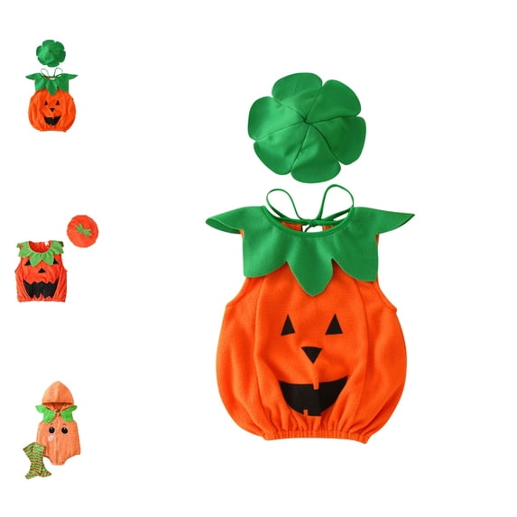 UJNDER Toddler Baby Halloween Set with Sleeveless Pumpkin Vest Top and Matching Hat for Boys Girls Cosplay Baby Halloween Outfit,Orange_002,3-6 Months