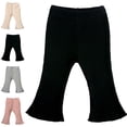 thumbnail image 1 of UJNDER Toddler Kids Baby Girl Knitted Ribbed Flared Stretchy Casual Solid Color Outfit Wear Comfortable Trousers Pants Girls Pants,Black,3-6 Months, 1 of 3