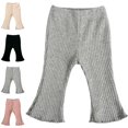 thumbnail image 1 of UJNDER Toddler Kids Baby Girl Knitted Ribbed Flared Stretchy Casual Solid Color Outfit Wear Comfortable Trousers Pants Girls Pants,Grey,3-6 Months, 1 of 3