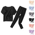 thumbnail image 1 of UJNDER Toddler Kids Solid Color Round Neck Long Sleeve Top and Pants Thermal Loungewear Pajama Set for Baby Boys Girls 1-12Y Kids Pajamas,Black,6-7 Years, 1 of 3
