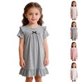 thumbnail image 1 of UJNDER Toddler Little Girl Summer Breathable Short Sleeve Round Neck Solid Color Nightgown Dress for Home Kids Pajamas Girls,Grey,9-10 Years, 1 of 4