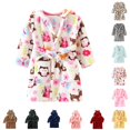 thumbnail image 1 of UJNDER Toddler Long Sleeve Thick Cartoon Printed Hooded Flannel Bathrobe Pajamas for Boys Girls 1-6 Y Toddler Robe,01_Multicolor,5-6 Years, 1 of 3