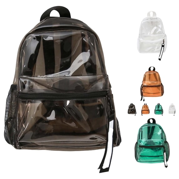 UJNDER Transparent Clear Jelly Backpack for Summer Travel and Beach Trips Water-resistant Daypack with Multiple Compartments School Backpack for Girls,02_Black,Mid