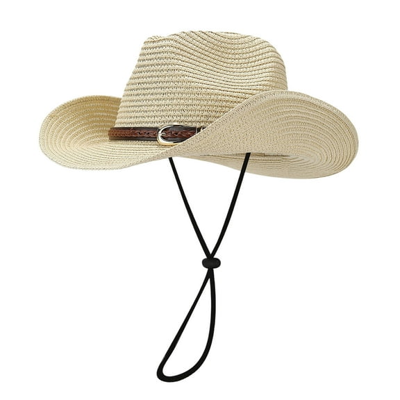 UJNDER Trend Fashion Cowboy Style Seaside Casual Holiday Summer Sun Hat Panama Style Shade Bowler Hat for Sun Protection 02-Beige